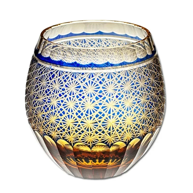 High value Japanese style, amber blue special-shaped chrysanthemum cup