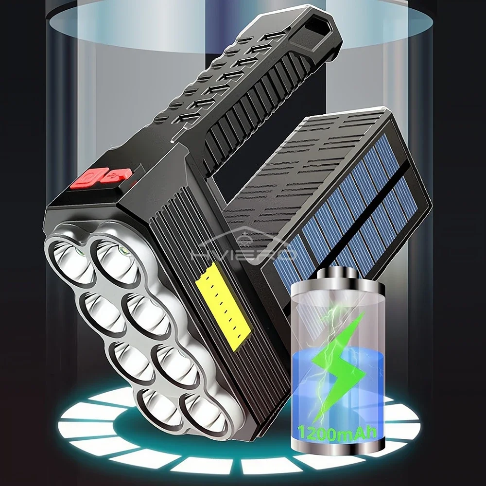 متعددة الوظائف الشمسية مصباح ليد جيب الطوارئ قابلة للشحن في الهواء الطلق مقاوم للماء المنزلية COB بالطاقة 8led كشاف محمول #2