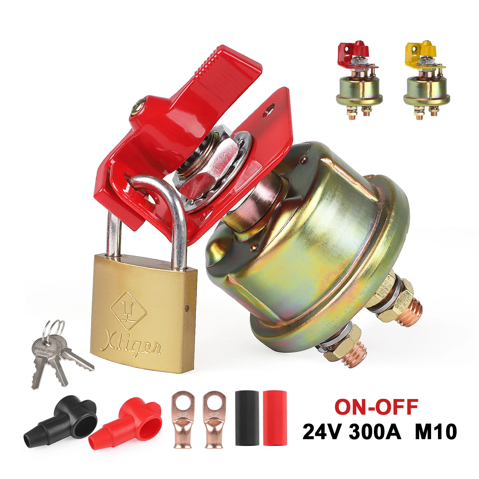  CNSPEED 200A 24V Battery Isolator Disconnect Switch Kit Power Cut Off Battery Switch Metal Knob With Lock Bracket For Boat RV