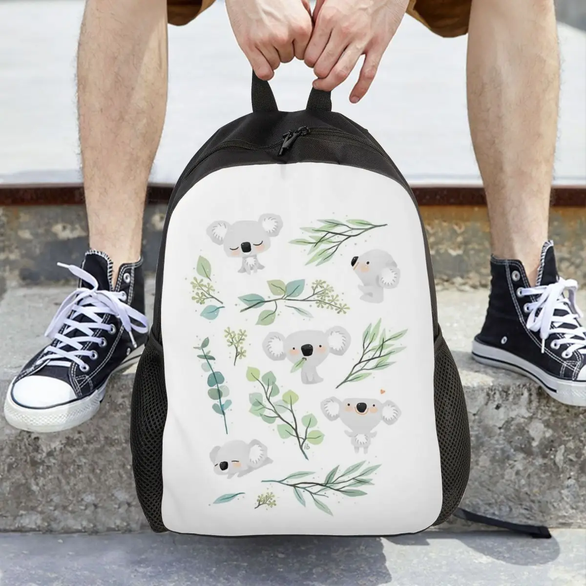 

Koala And Eucalyptus Pattern Backpack Hot Sale Daypack Large Capacity Kids BookBag School Bag Shoulder Bags for Men Women