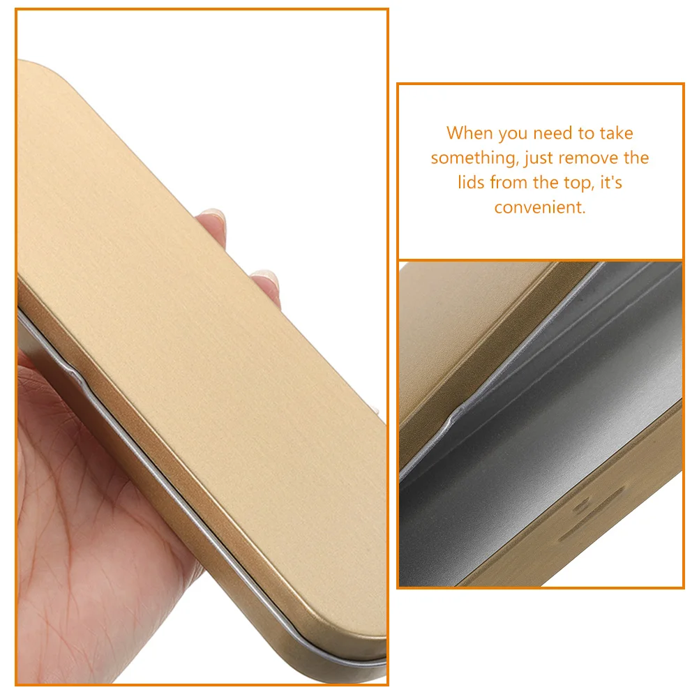 

2pcs Metal Pencil Box Strong Durable Hard Stationery Storage Holder Organizer Travel Pen Case Thin Single Boxes