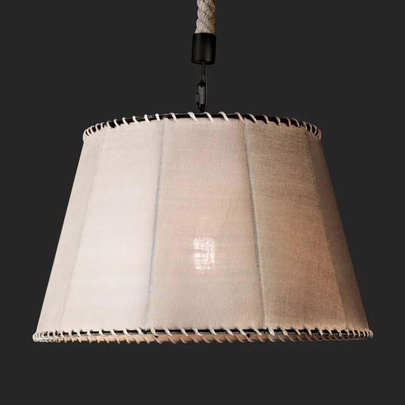 American retro industrial style linen cloth hemp rope chandelier handwoven living room dining room lamp