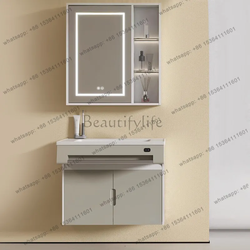 

Intelligent Lifting Basin Bathroom Cabinet Combination Ceramic Integrated Basin Wash Table with Light Wash Table