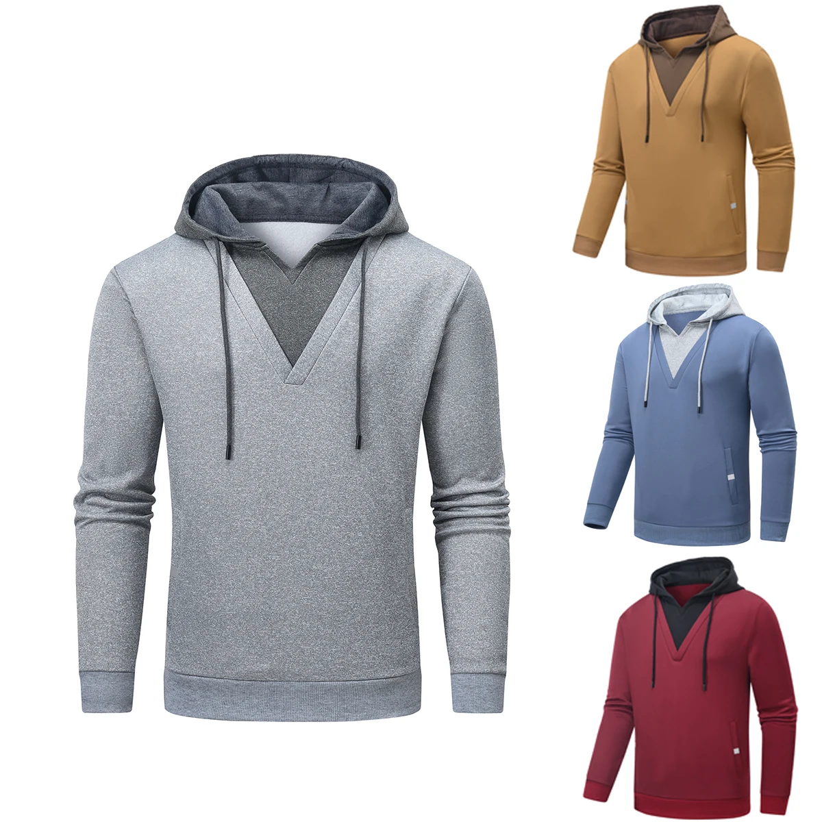 Men's Pullover Hoodies High Quality Long Sleeve Cozy Fleece Casual Hooded Sweatshirt with Pockets