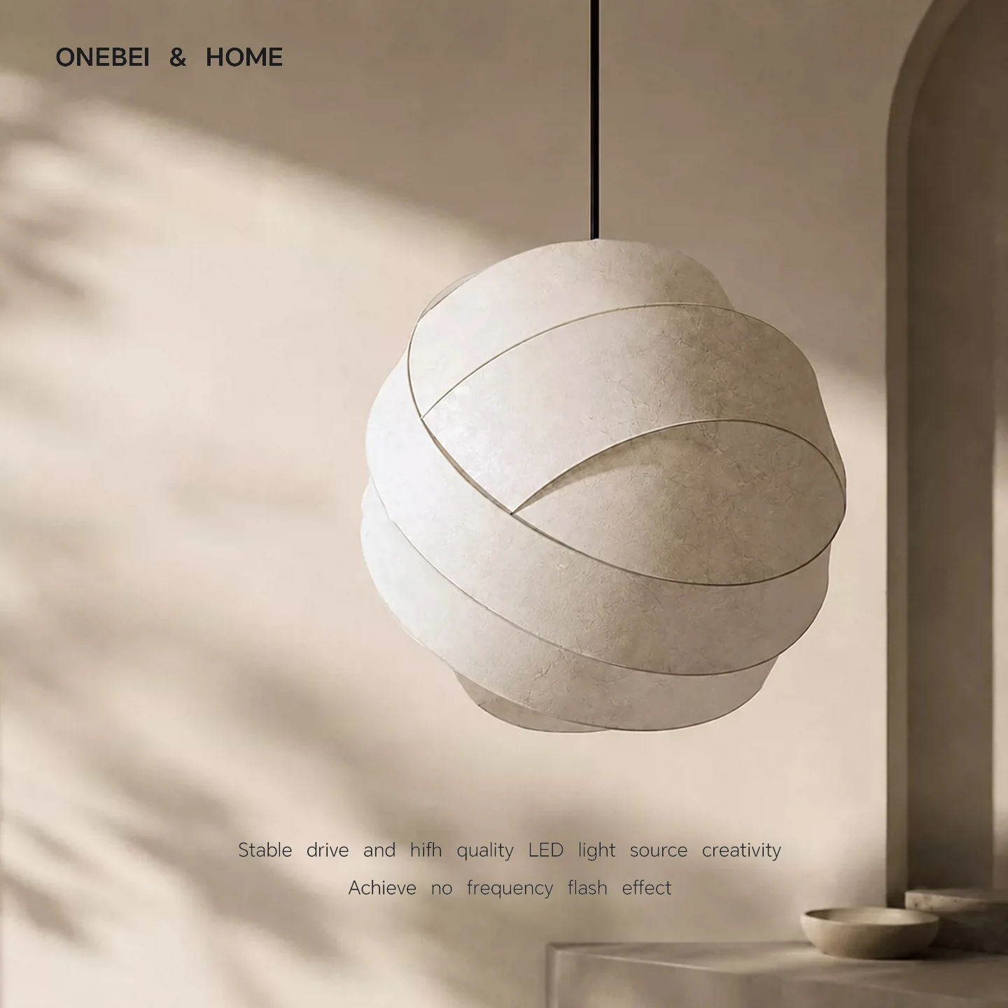 ONEBEI Janpanses Wabi Sabi Noguchi Silk Pendant Living Room Dining Room Bedroom Pendant Home Decoration Pendant Light Fixture
