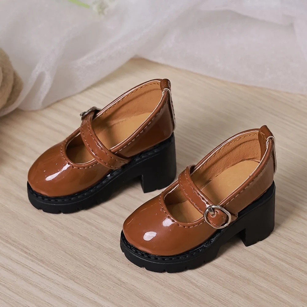 

Mini Shoes Thick Sole Bjd Shoes High Heels Round Toe Leather Shoes Casual Wear Black Brown 1/4 Shoes Accessories