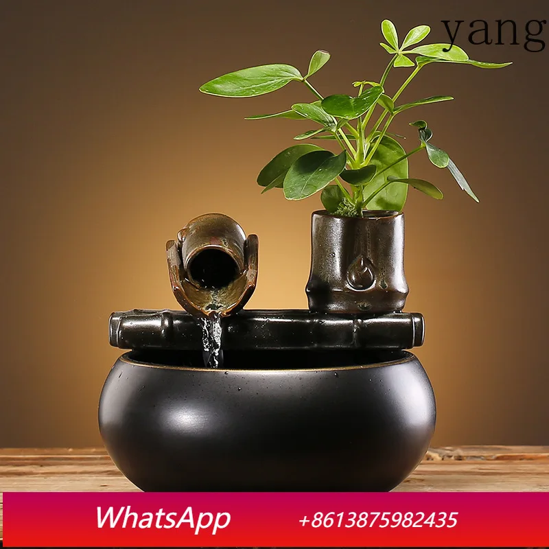 

LH simple small flowing water ornament ceramic lucky Chinese zen tea table decoration