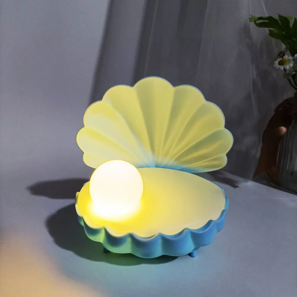 Desktop Ornament Cute Pearl Shell Night Light Cartoon Lovely Desk Lamp Portable Creative Sleep Light Girl