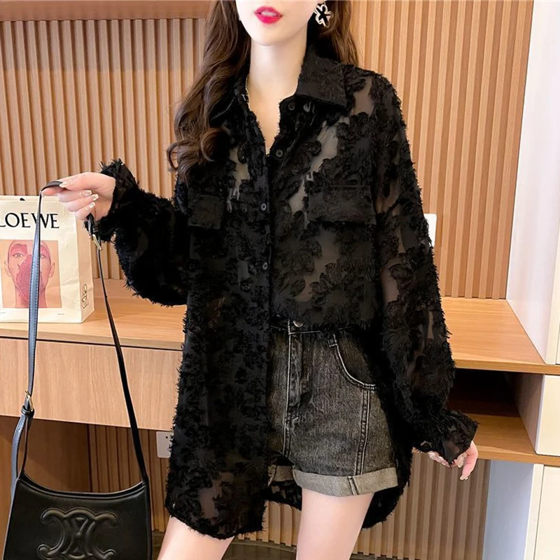 Camicia tutto-fiammifero in tinta unita con bottoni alla moda Abbigliamento femminile 2025 Primavera Estate Nuove top casual Camicetta coreana allentata