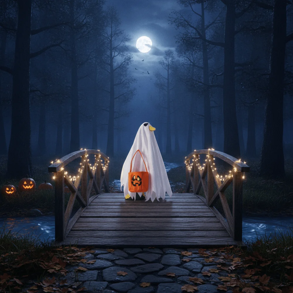Wide Brim Porch Goose Costume Unique Trick-or-Treat Ghost Outfit Festive Decoration Spooky Design Pumpkin Prop Halloween Yard