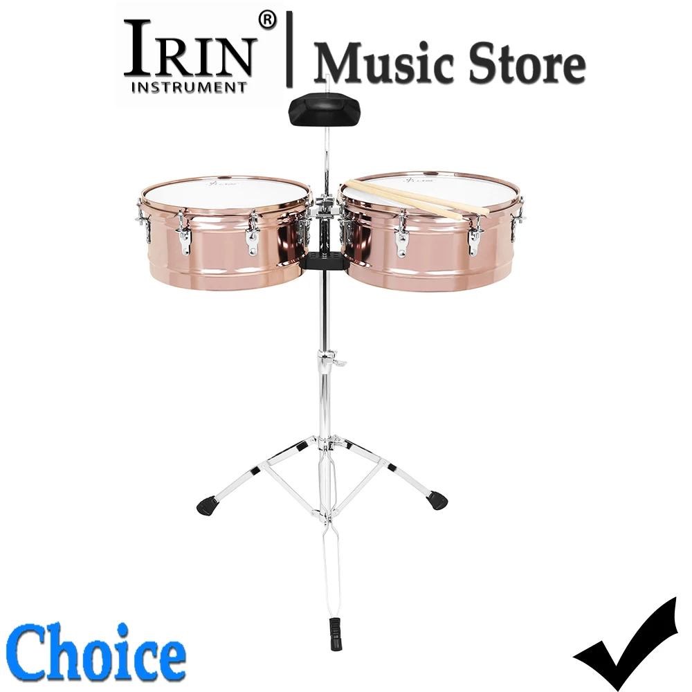 SLADE Timbales Drum 14 15 Inch  Marching Snare Complete Drum Set  Rose Gold Metal with Drumsticks Strap Percussion Istrument