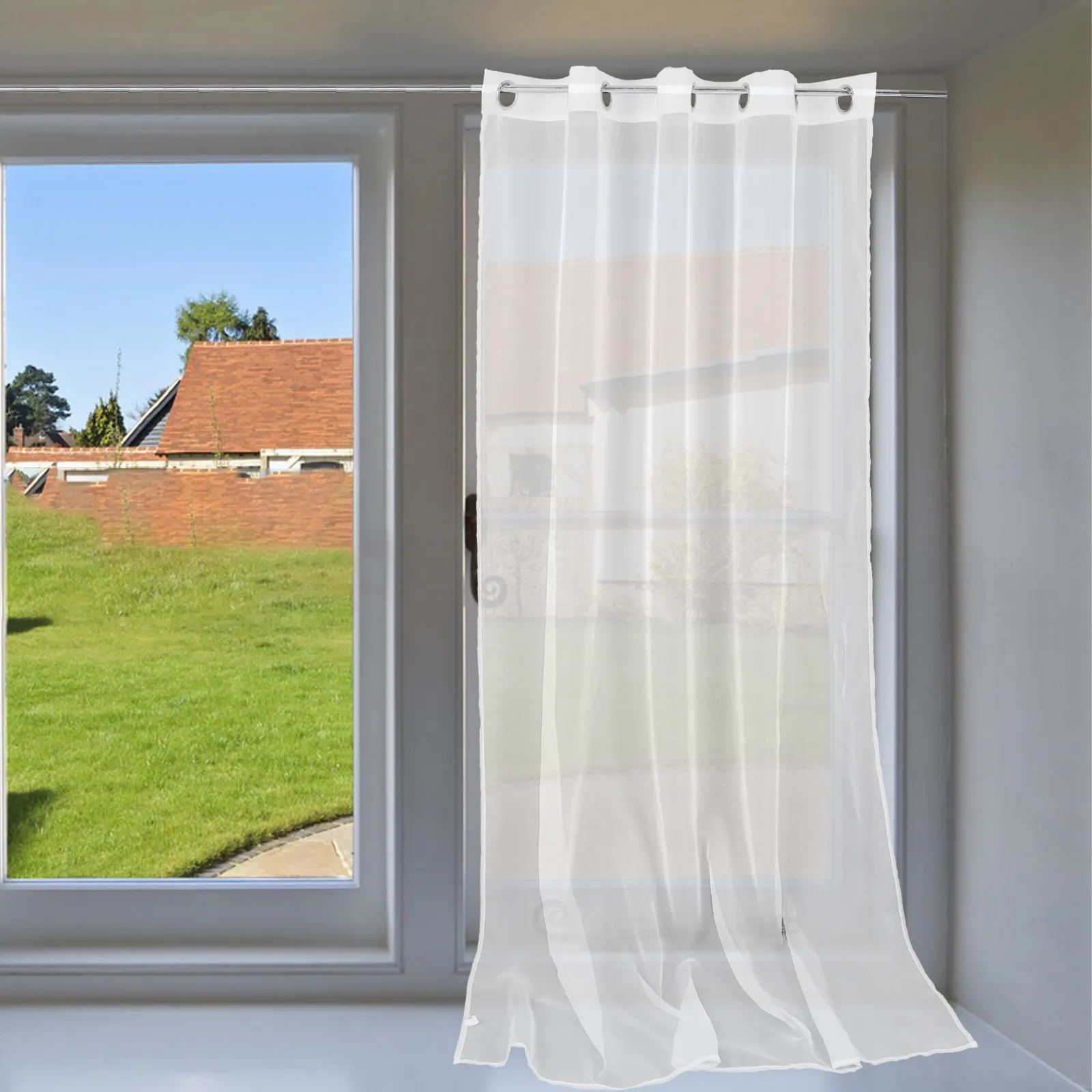 Translucent Sheer Curtains Polyester Lightfiltering Semi Blackout Balcony Bedroom Privacy Drapable Wrinkle Resistant Airy