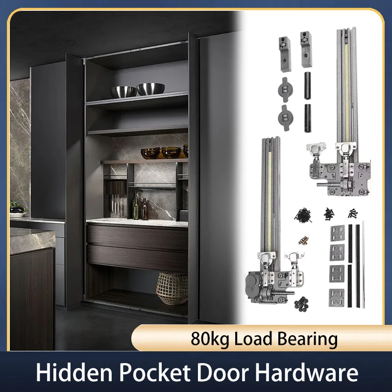 Wardrobe Hidden Swing Door Slide Rail Cabinet Folding Door Side-Mounted Inverted Sliding Door Track Hardware Accessories