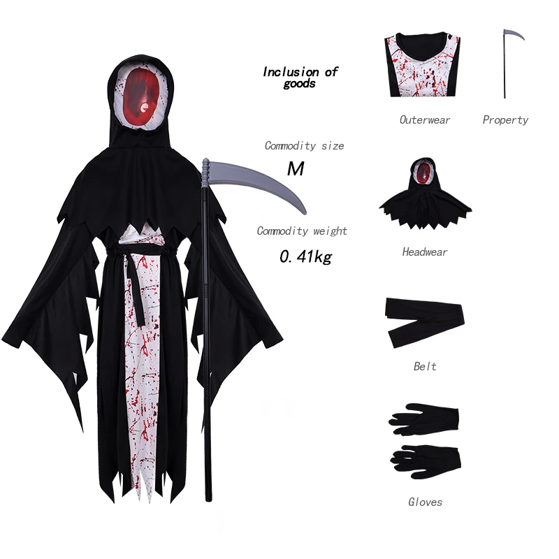 Halloween criança grito ghostface traje vestir-se morte assustador cosplay traje olhos do diabo halloween roupas infantis