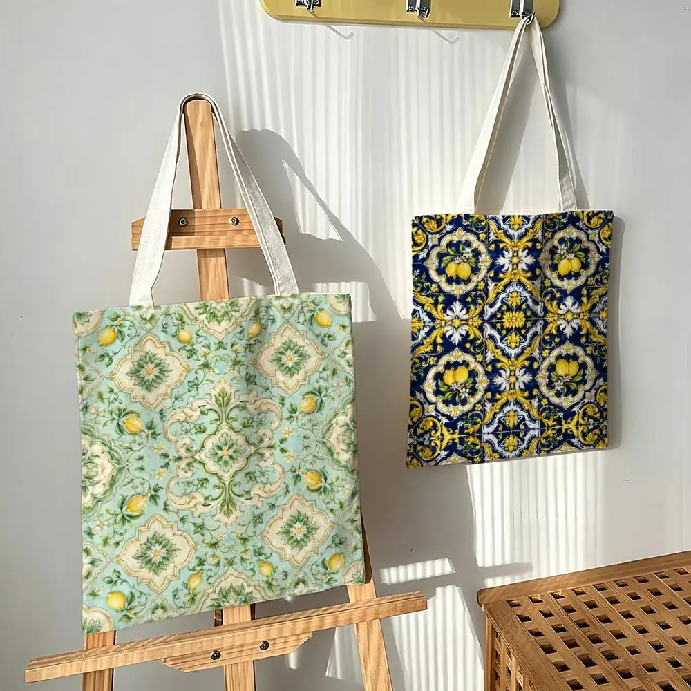Mediterranean Baroque patterns Storage Bags Canvas bags are suitable for going to class, shopping, gifts, and commuting