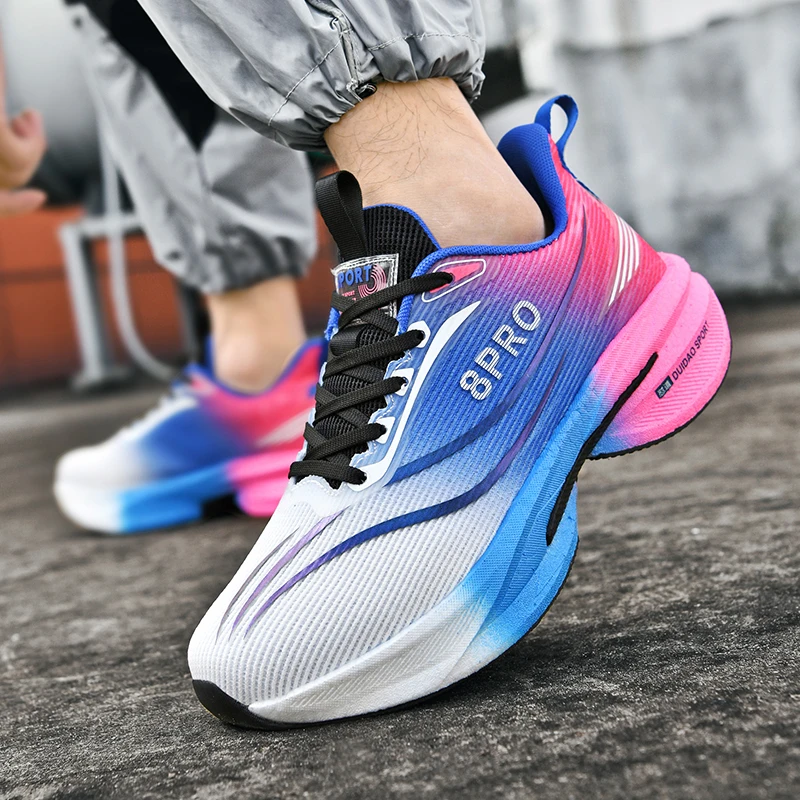 Couple Men's Women Running Shoes Teenager Off-road Cushion Jogging Non-Slip Breathable Mesh Luxury Outdoor Trainer Race Sneakers