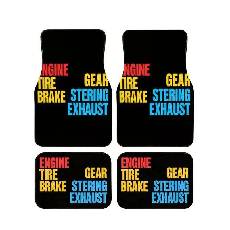 

Colorful Car Parts Words Print Car Floor Mats 4PCS, Universal Non-slip Waterproof Auto Foot Mats for Car Interior Accessories