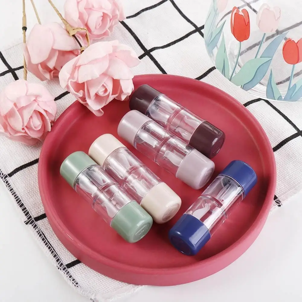 Plastics Contact Lens Case New Solid Color Cylindrical Contact Lens Container RGP Eye Care Lenses Box