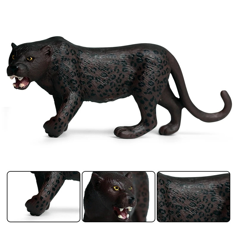 Cognitive Toy Simulation Black Panther Family Collection Toy Plastic Animal Static Solid Wild Animal Toy Children