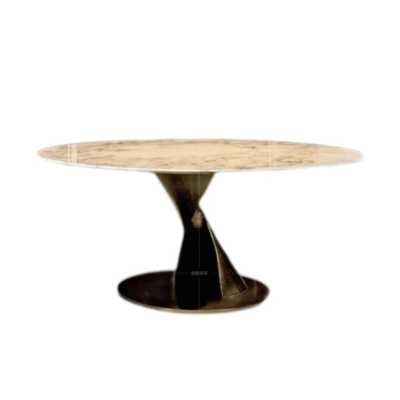 

Light luxury high-end marble, high-end villa for home use, solid wood dining table with a sense of design
