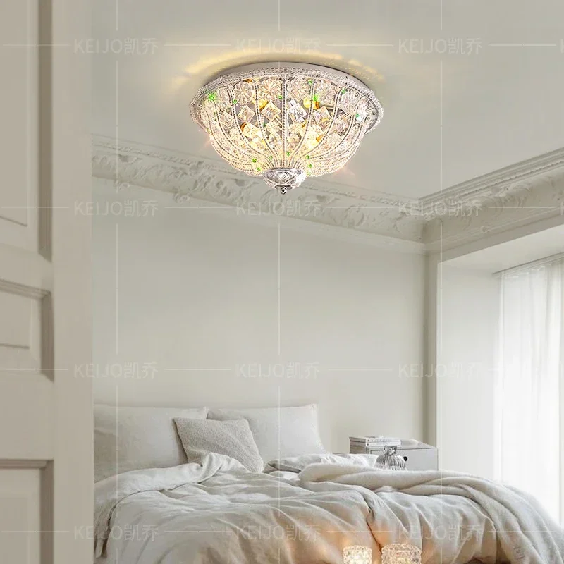 

French crystal ceiling lamp, bedroom study main lamp, high-end light luxury designer