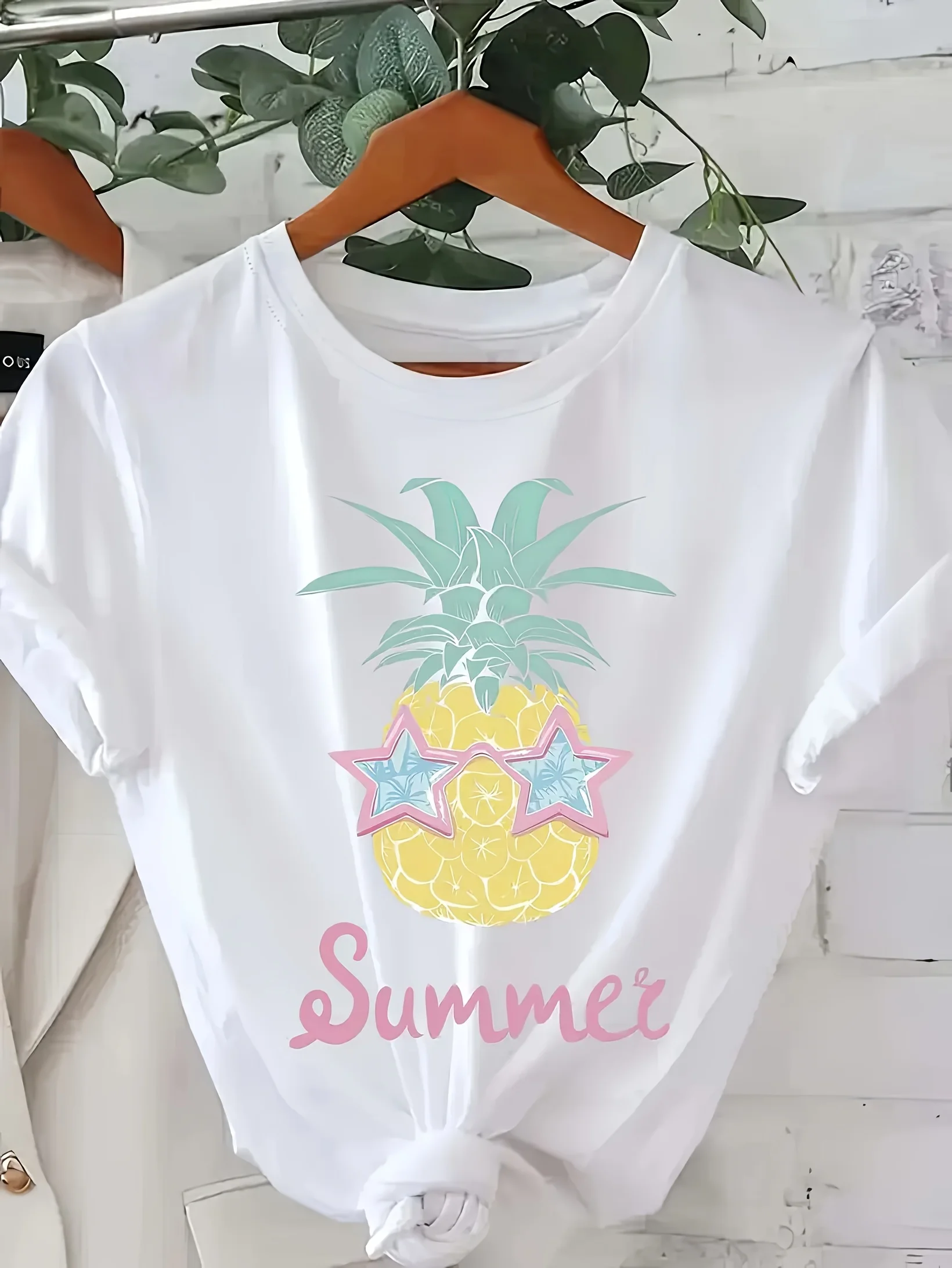 

Patterned printed T-shirt, short-sleeved crew neck casual top, spring and summer women's clothing, T-shirt