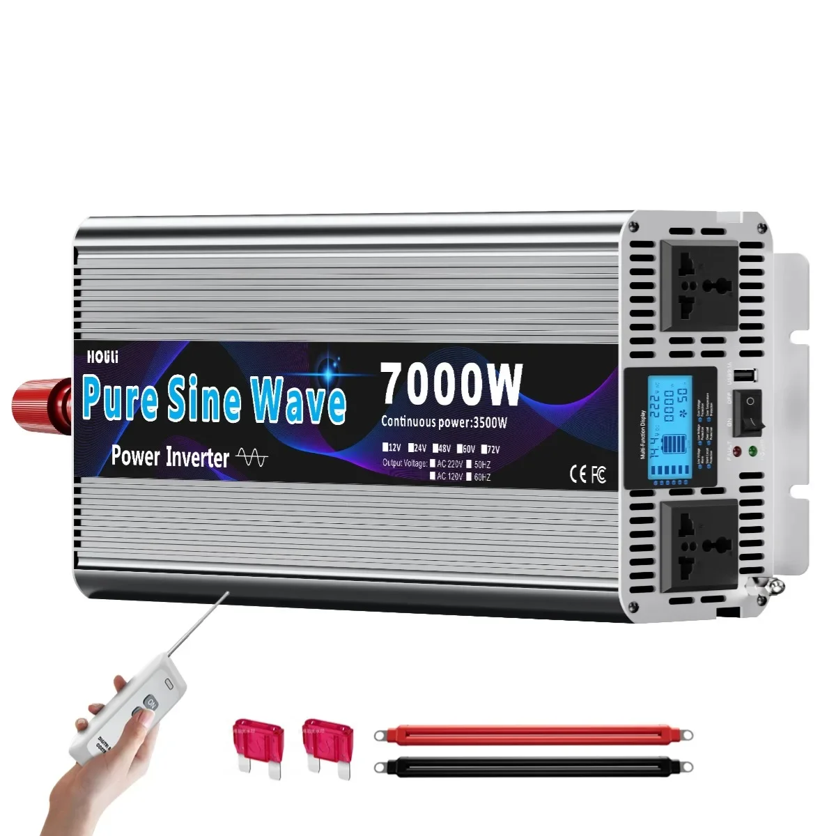 HOULI 24v to 220v 6000 watt Car Pure Sine Wave Dc 12V To Ac 220V 7000w Power Inverter Convertisseur 12v 220v 6000w 4000w 3000w