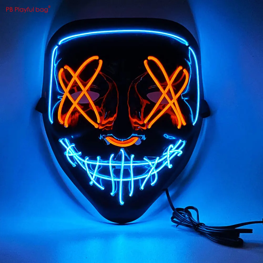 Party LED Glow Mask Cold Light Cosplay Horror Smile Mask Halloween Festival Decoration Entertainment Toy AC186