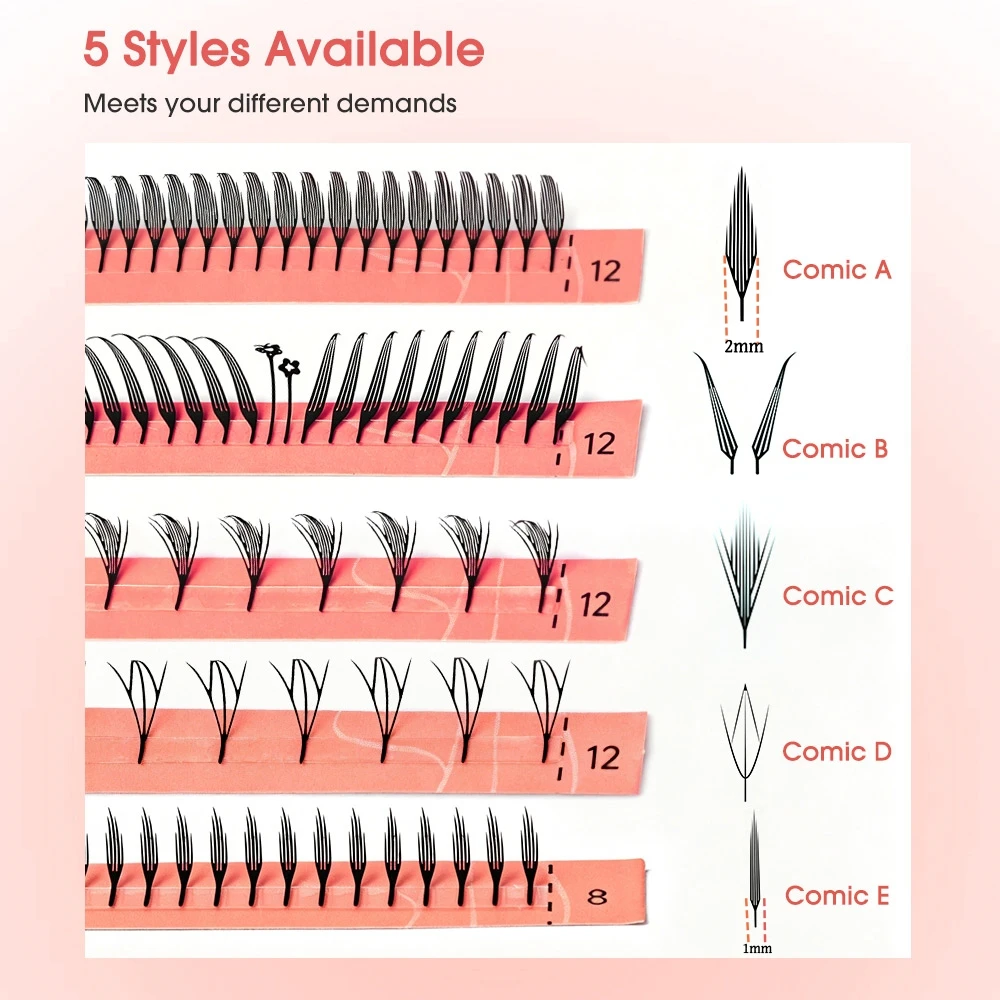 Merrdear Comic Lashes Feather Manga Style Anime Spire Lash Flora Cat Eye Eyelashes 8-15mm Mix C/D Curl Lash Extensions Supplier