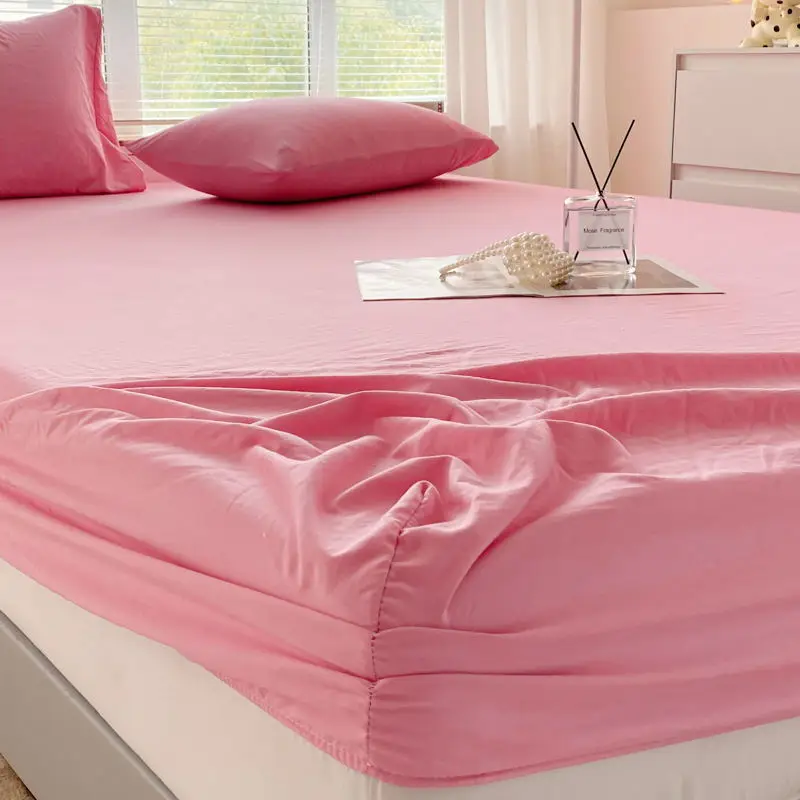 3Pcs/Lot Cotton Sheet with Elastic Band Bed Sheet Protector Non-slip Dustproof Mattress Cover with 2pcs Pillow Covers