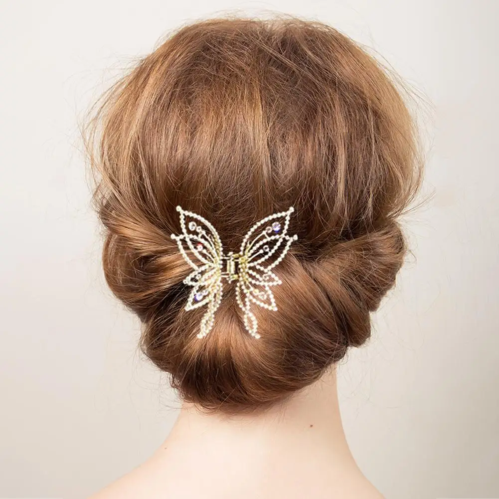 Sweet Pearl Rhinestones Butterfly Hair Clip Women Hair Accessories Hair Claw Back of the Head South Korea\'s New Elegant Hairpin