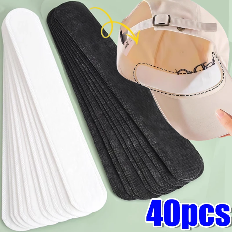 

10/40pcs Women's Hat Sweat Absorber Stickers Men Anti-dirt Sports Belt Cap Rim Invisible White Tape Hat Size Reducer Liner Pads