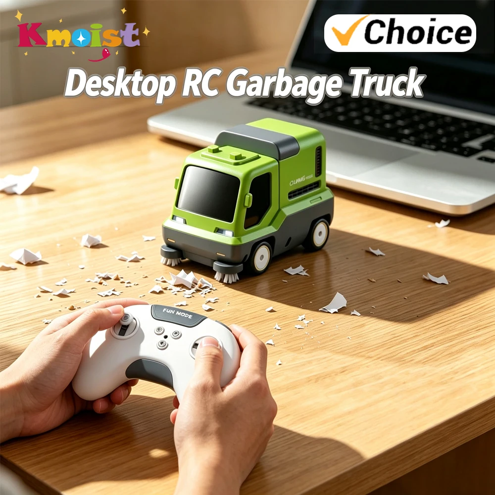 Desktop RC Garbage Truck 2.4G Remote Control Mini Vacuum Cleaner Cleaning Vehicle Children Toy Sanitation Vehicles Toys for Boys