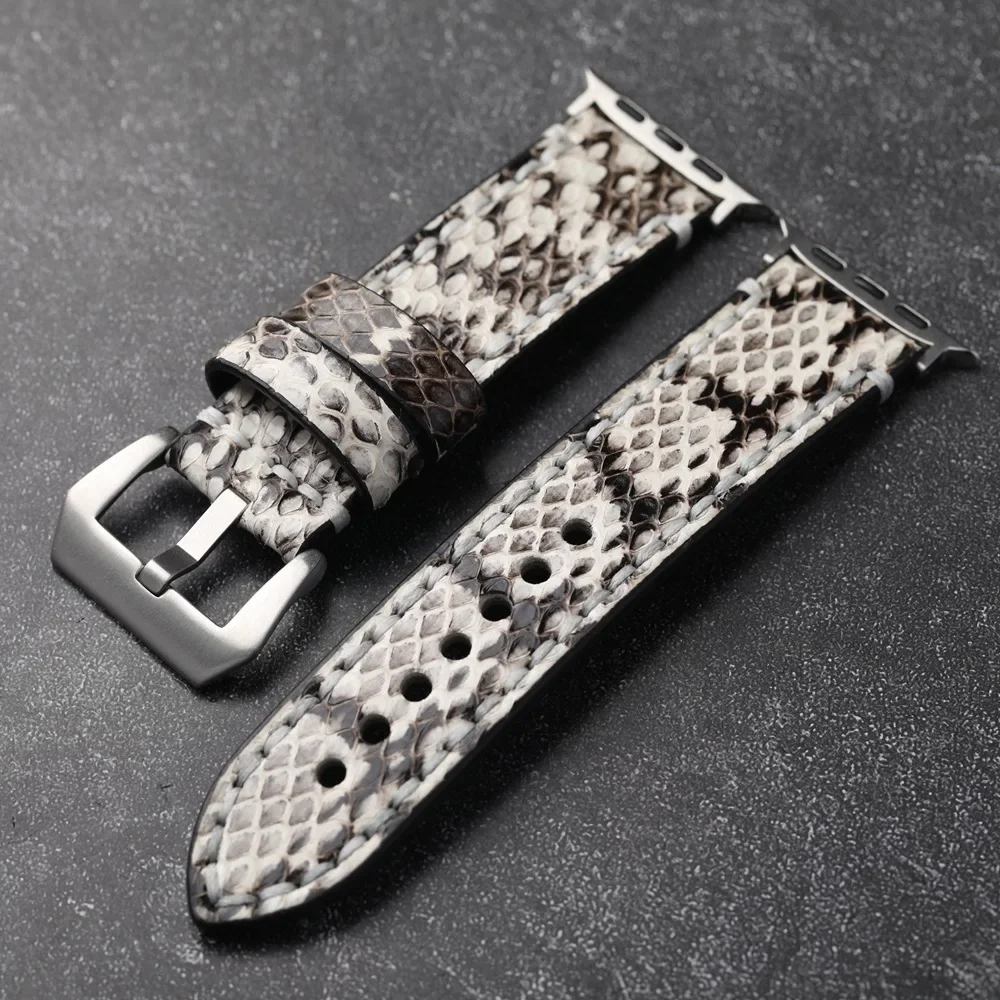 Vintage Genuine Snakeskin Leather Band for Apple Watch Ultra 2 10 9 8 7 6  40/41mm 44/45/46mm 49mm Python Skin Strap Replacement