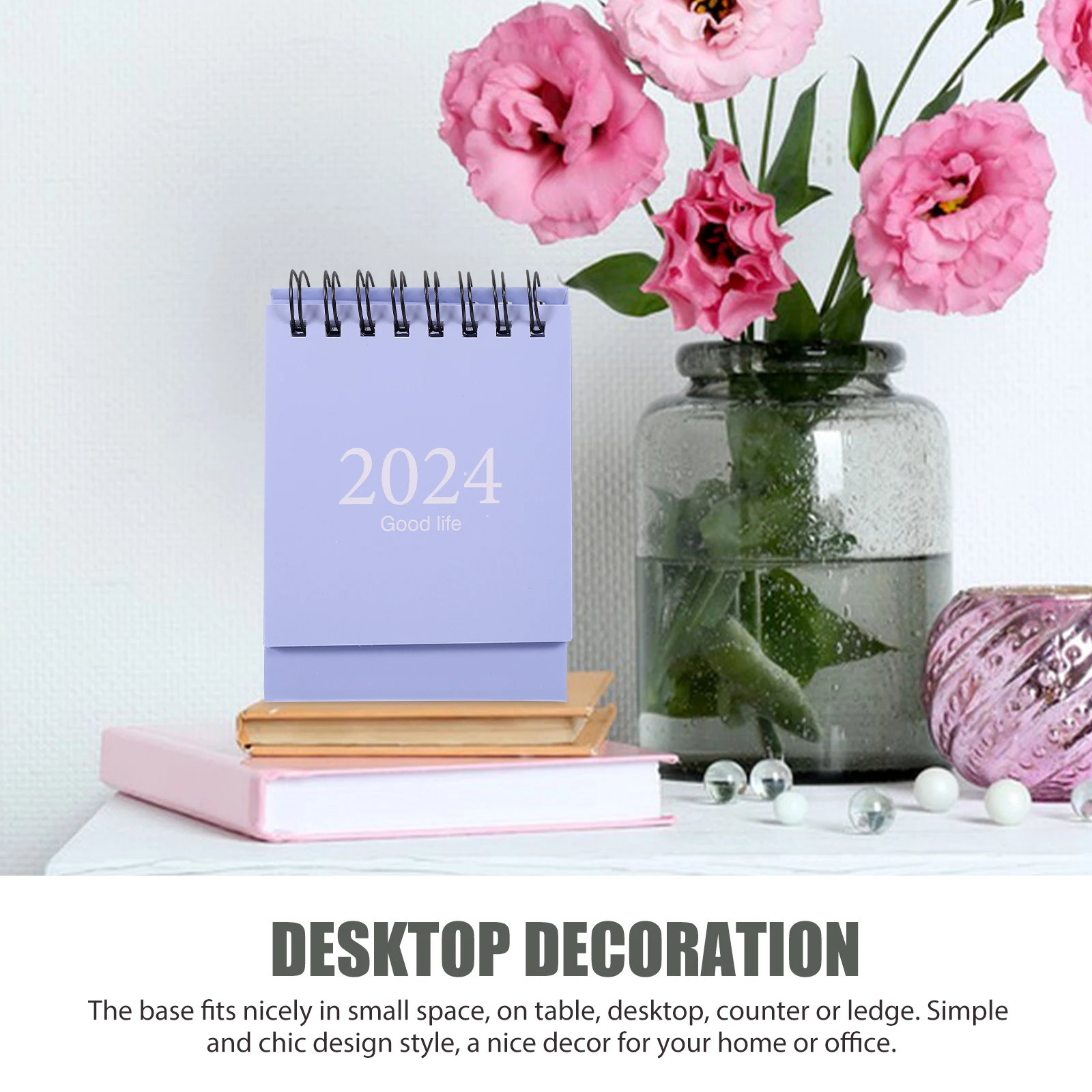 

Mini English Desk Calendar 2024 Simple White Monthly Pages Thick Paper Small Size Fits Table Perfect For Teachers Students
