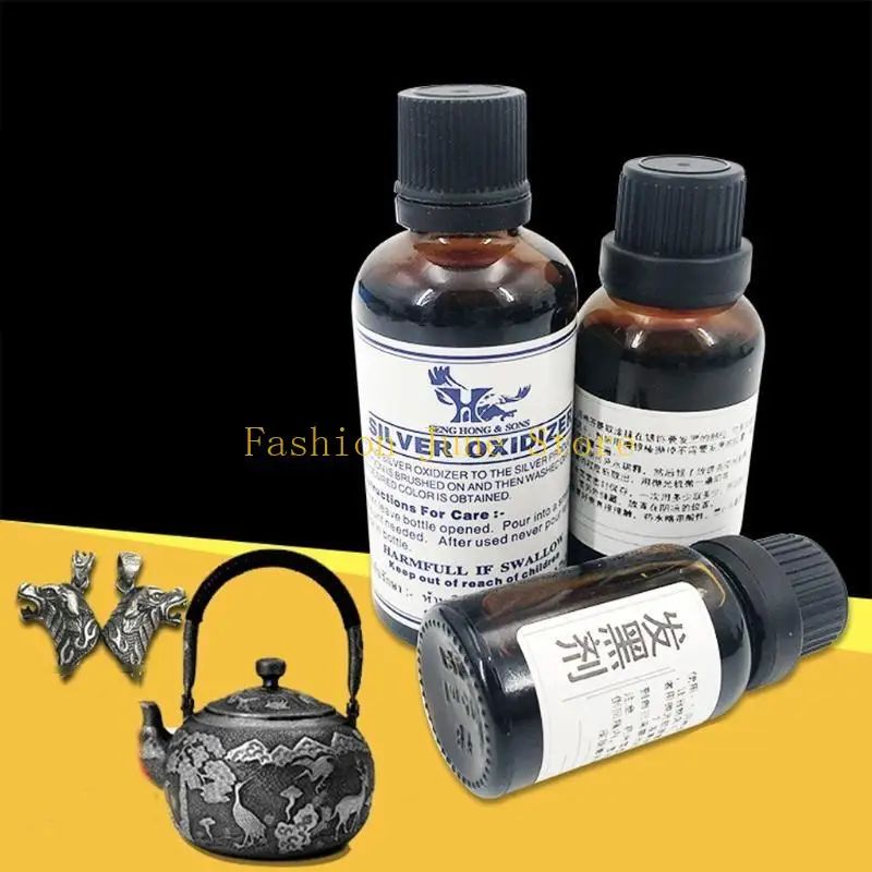 

N5KA Antique Liquid Extended Life Patina Silver Oxidizer Solution 15ml Jewelry Making