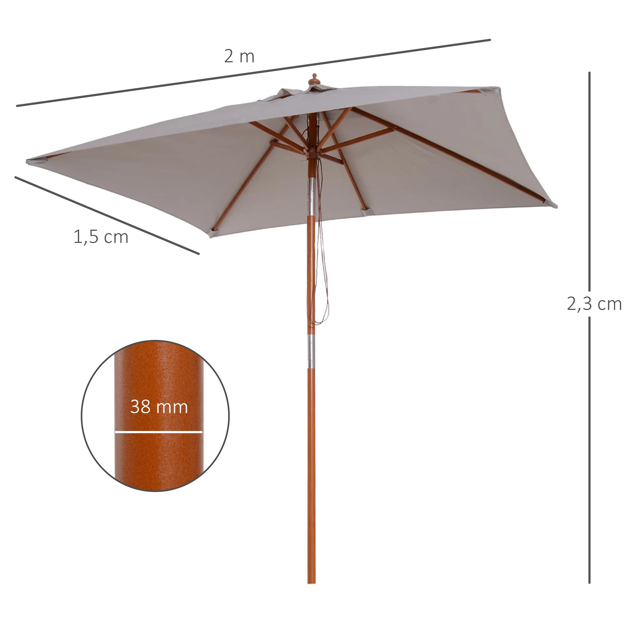 Imagen 5: 200x150x235 cm Rectangular de 3 niveles, repelente al agua y resistente a los rayos UV, gris