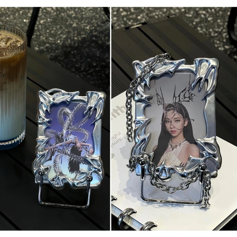 Original Silvery Photo Card Holders Electroplate Plasitic Frame Photo Binder Idol Photocard Holders