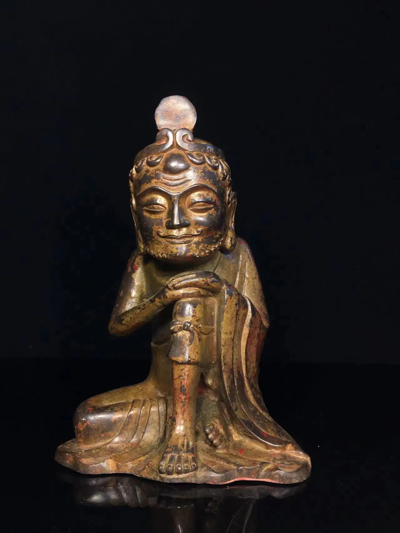 

Old copper Qing Dyansty copper Luo Han Buddha statue, Free shipping