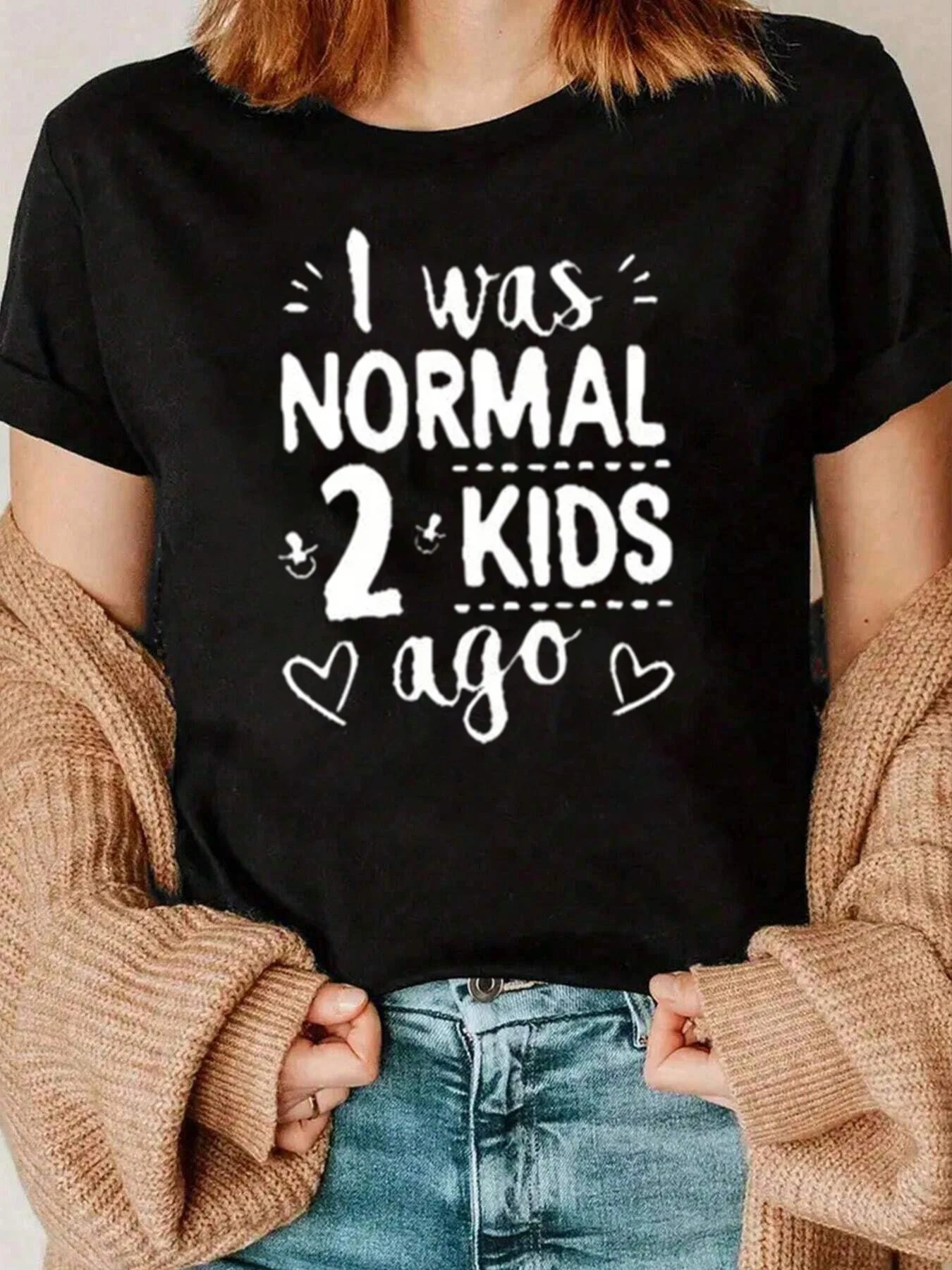 Camiseta con estampado I Was Normal 2 Kids Ago, ropa informal diaria para mamás, 220g