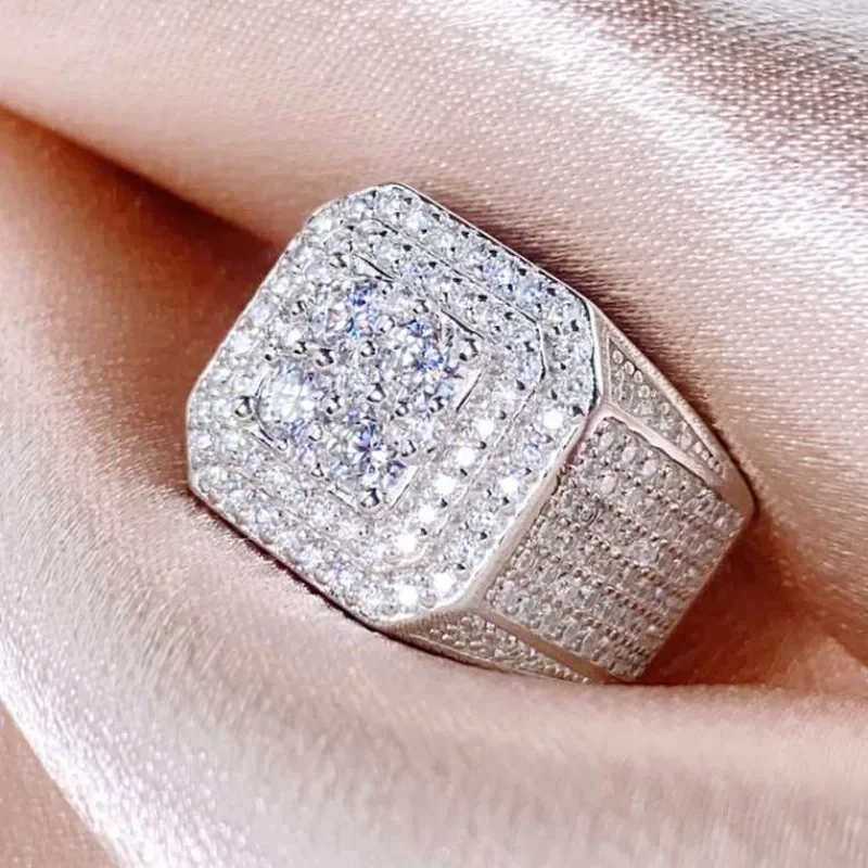 Sace gems gra certificado d cor completa moissanite anel para mulheres homens s925 prata esterlina casamento diamante luxo jóias finas