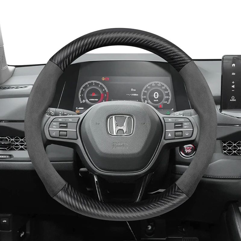 

Suitable for Honda Suede Matte Carbon Fiber Texture Steering Wheel Cover Suitable for Civic Fit 8Th Gen 8 City Accord 9 10 Vezel