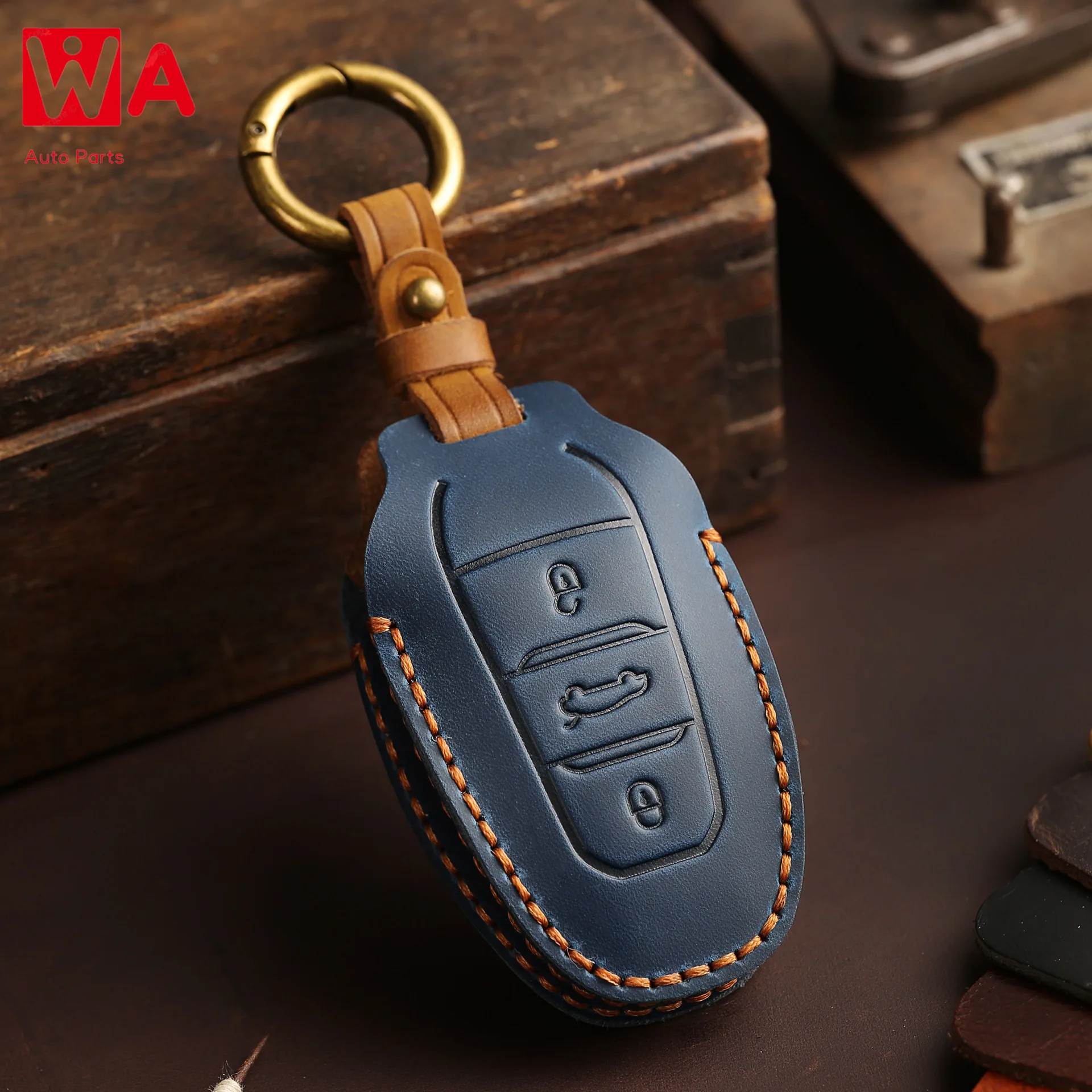 

Crazy Horse Leather Car Key Cover Case For Peugeot 2008 3008 4008 5008 308 408 508 Citroen C1 C2 C4 C6 C3-XR Picasso Grand DS3