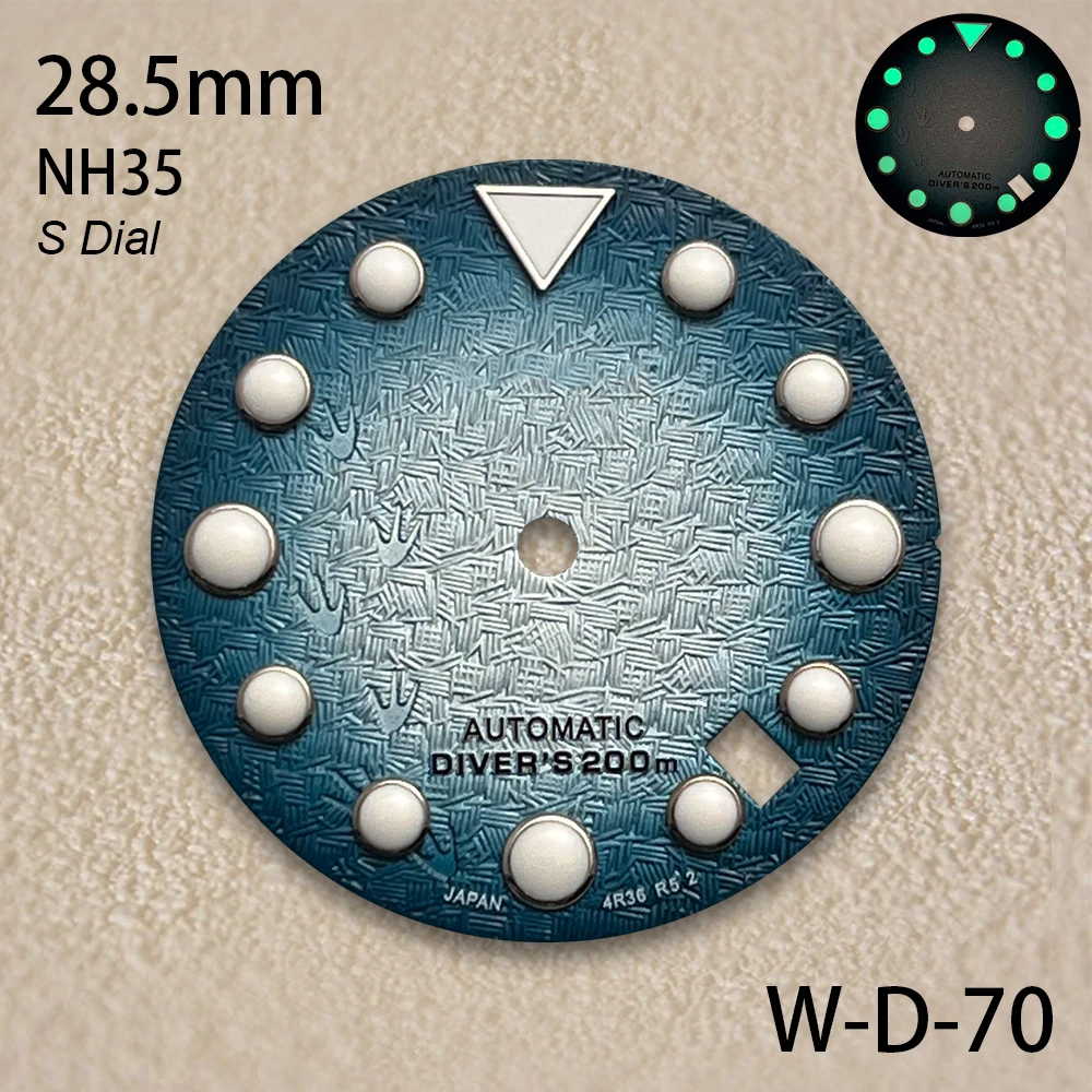 Quadrante con logo S da 28,5 mm adatto per movimento NH35/NH36 Impronta 3D luminosa verde Quadrante alto Orologi di qualità Accessori modificati