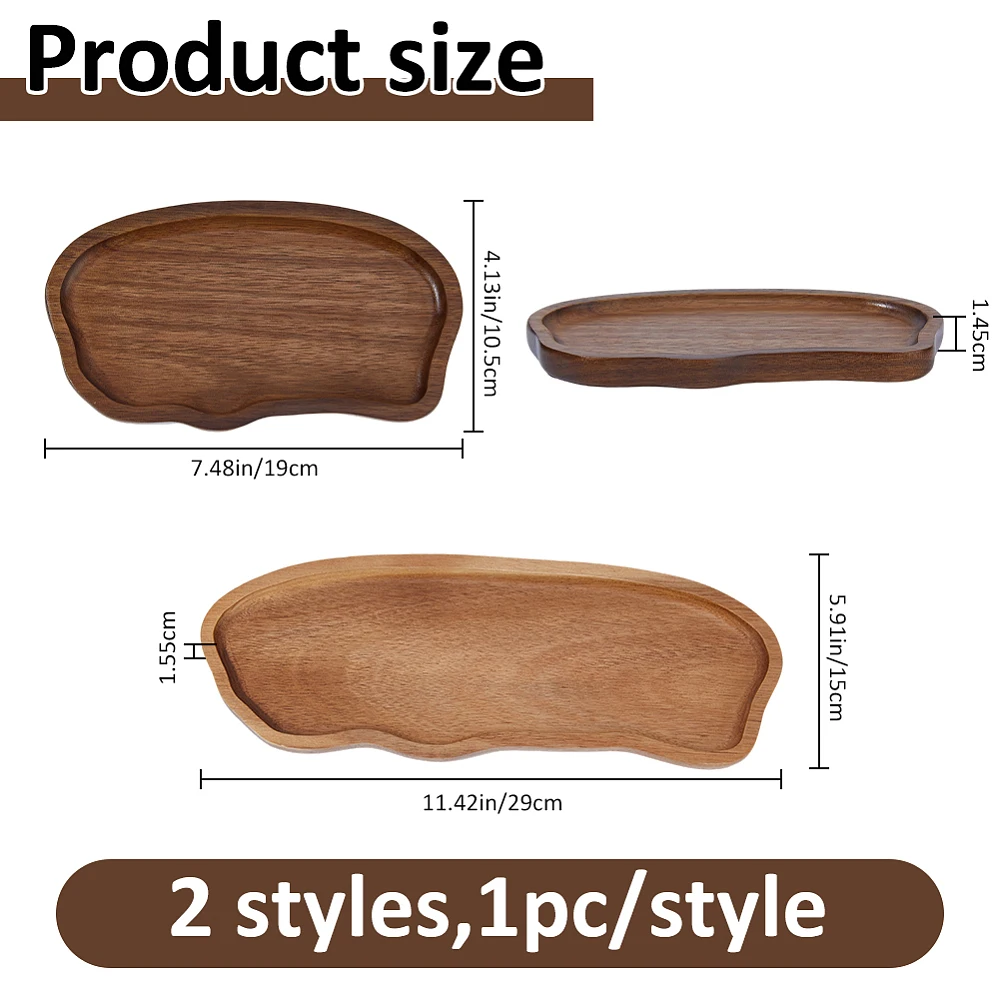 2Pcs 2 Sizes Cloud Wood Serving Trays Cloud Jewelry Tray Trinket Dish Cosmetics Organizer Cute Decorative Fillable Serving Board
