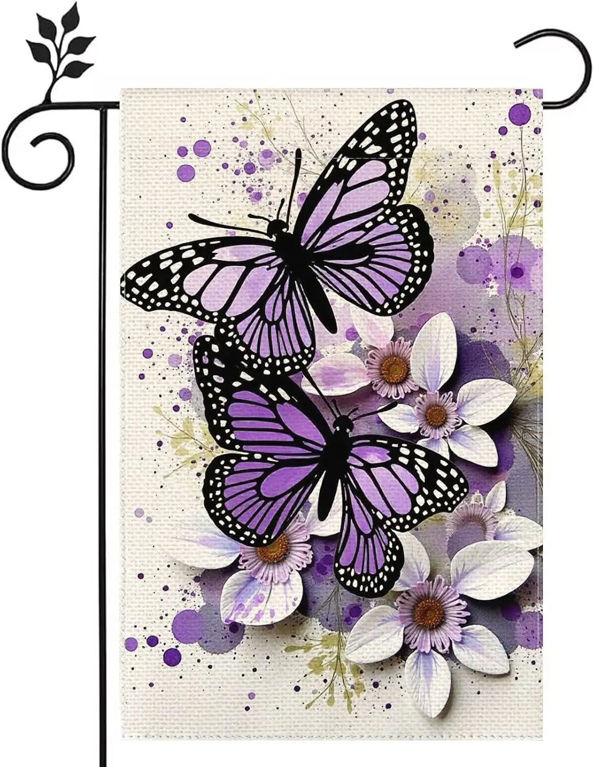 Purple Butterfly Garden Flag 12x18 inch Double-sided Burlap Home Outdoor Yard Spring Summer Decoration Flag llp