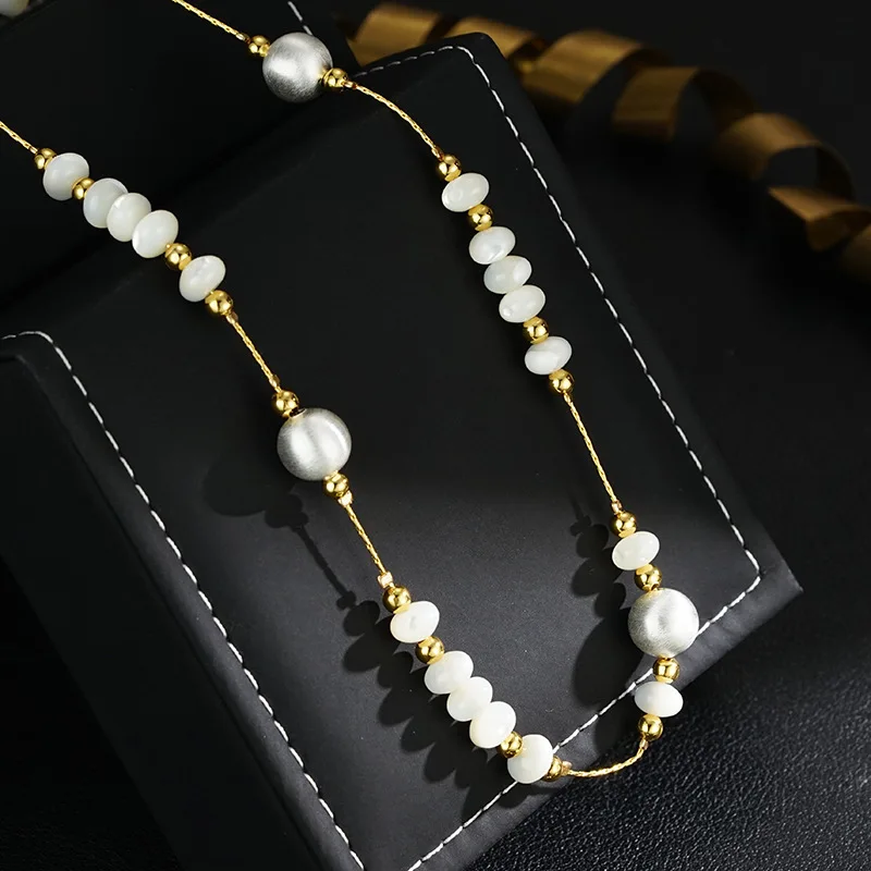 New Gypsy natural beads fashion light luxury high sense simple collarbone chain necklace hair