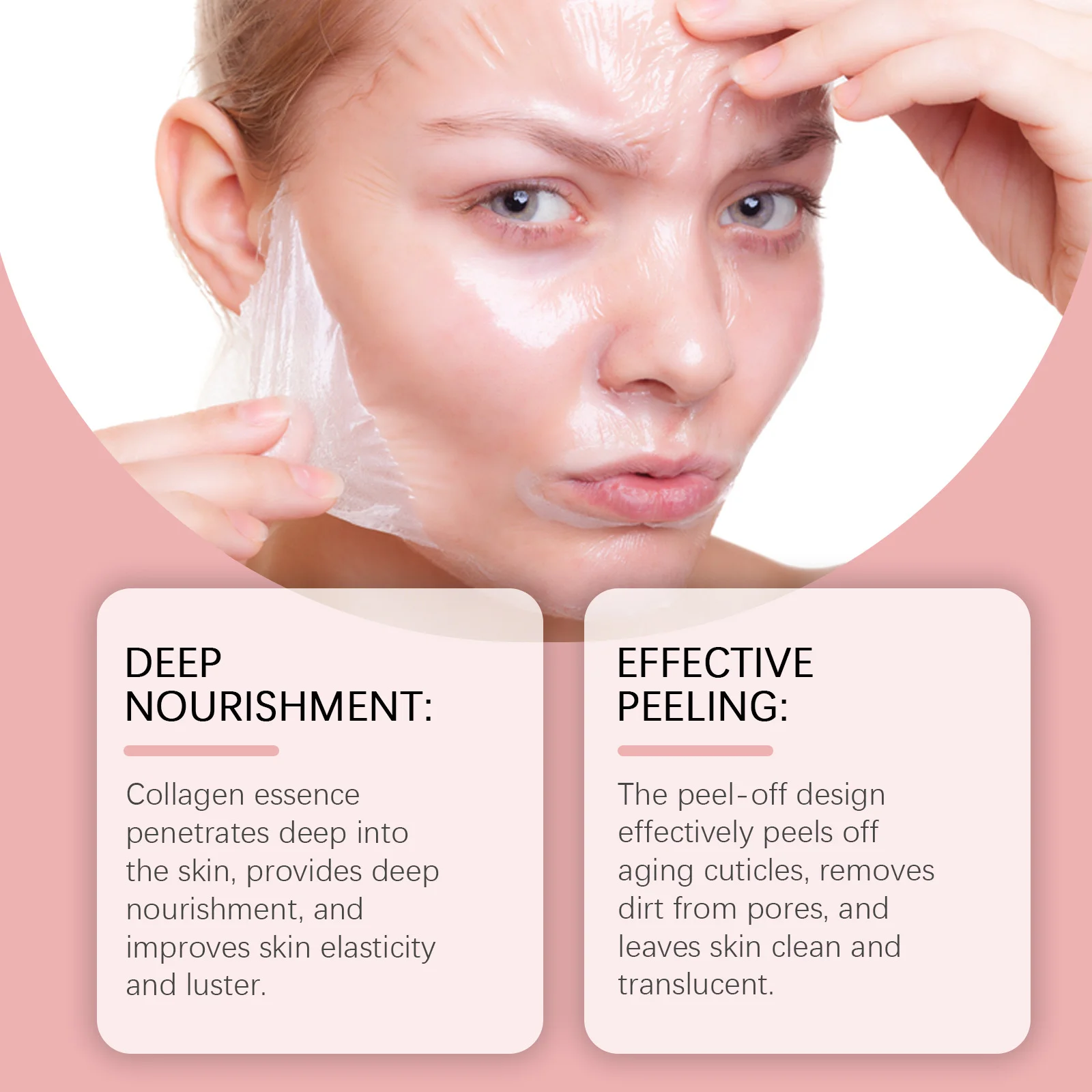 Collagen Peel off Mask Tighten Antioxidant Reduce Wrinkle Blackhead Soothe Exfoliate Moisturizing Lighten Facial Wrapping Cream