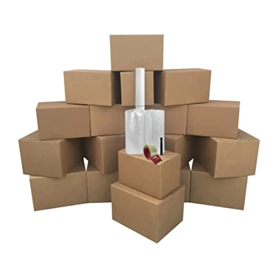 

One BedRoom 18 Moving Boxes Basic Moving Kit: Boxes Packing Supplies and Tape Brown Corrugated Boxes With Moving Supplies
