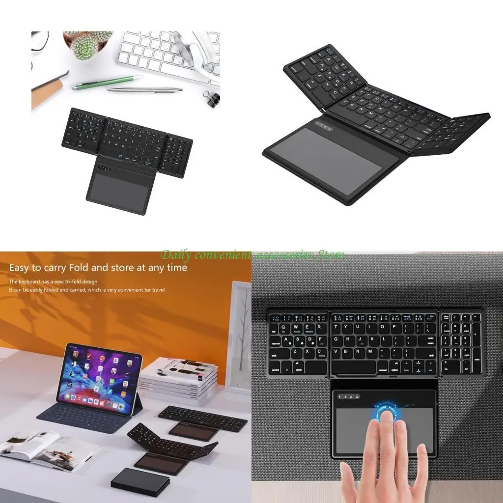 

Складная клавиатура 97QB, беспроводная портативная Bluetooth-совместимая клавиатура с тачпадом, карманного размера, дорожная